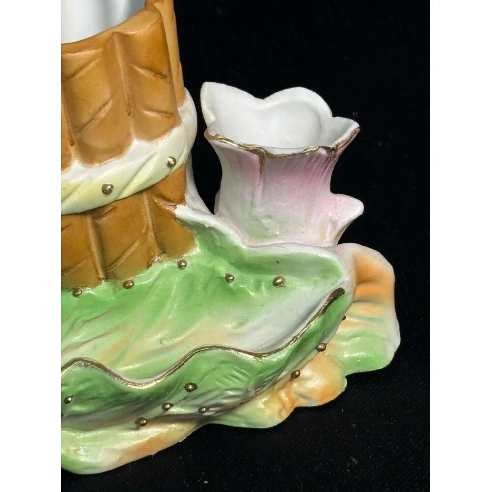 Vintage Occupied Japan Porcelain Bisque Victorian Woman Vase By Paulux 6.5”